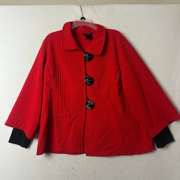 Ali Miles Jacket Women's Size XL red Textured Cuffed large black Buttons - Picture 1 of 6
